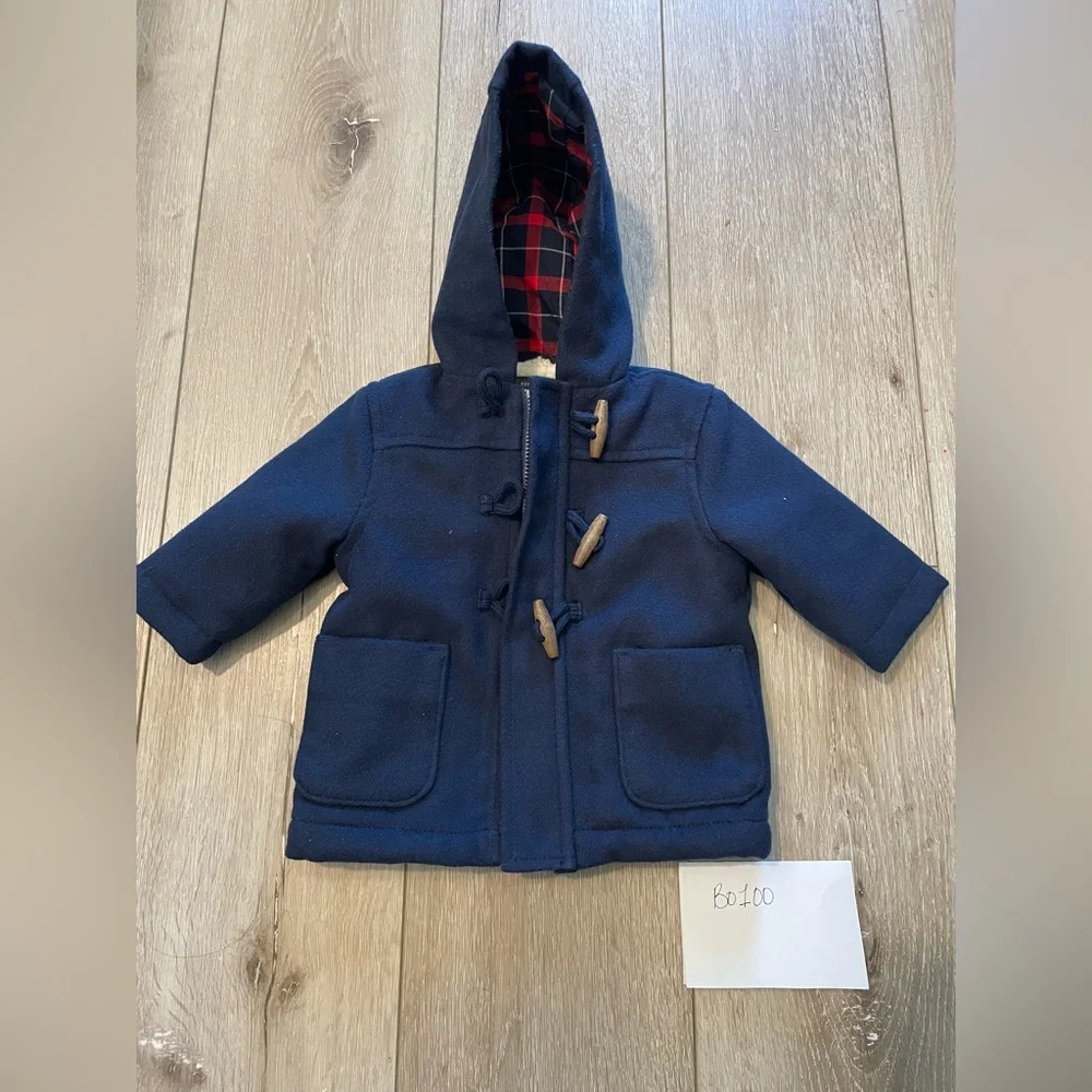 Oshkosh Boys’ Infant Baby Navy Blue‎ Faux Wool Pea Coat Size 3 Months